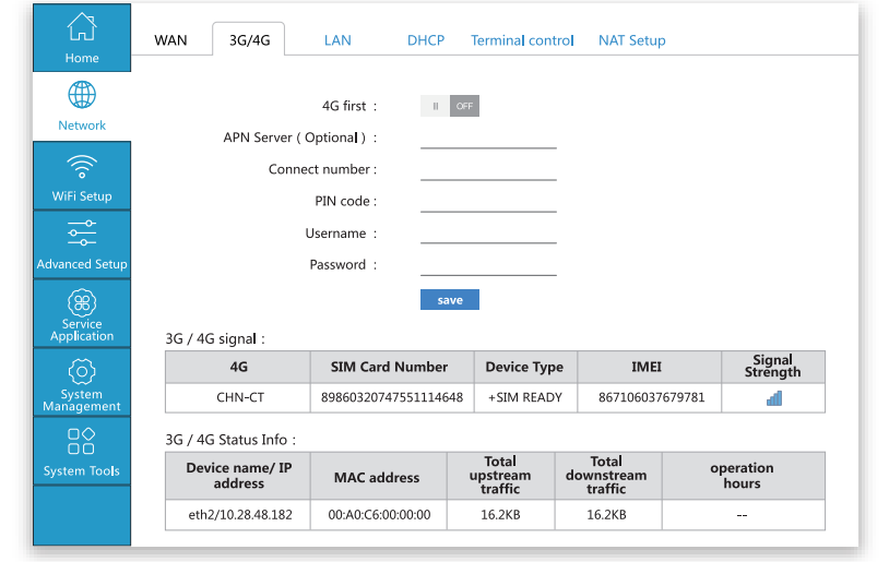 4G SIM Card Router APN setting